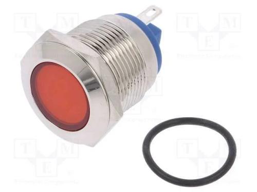 Luz indicadora: LED, plana, vermelho, 24VDC, 24VA.