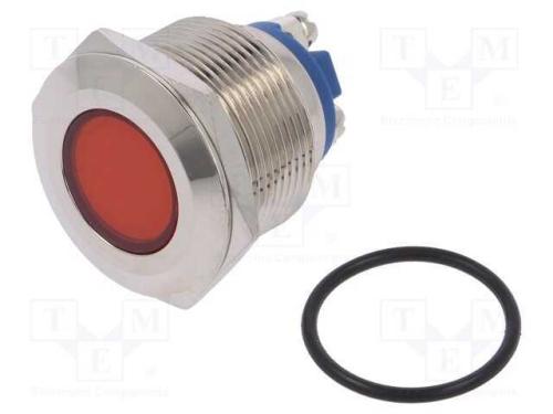 Luz indicadora: LED, plana, vermelho, 12VDC, 12VA.