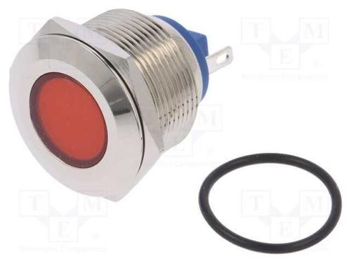 Luz indicadora: LED, plana, vermelho, 24VDC, 24VA.