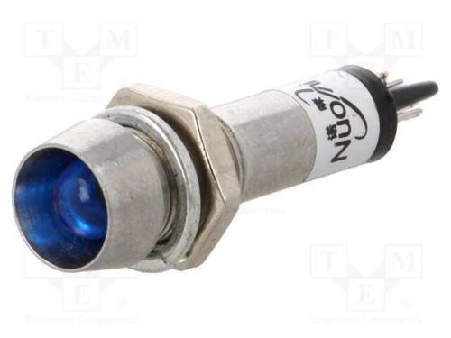 Luz indicadora: LED, côncavo, azul, 24VDC, 8,2mm,.