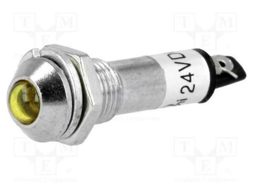 Luz indicadora: LED, convexa, amarela, 24VDC, 8,2.