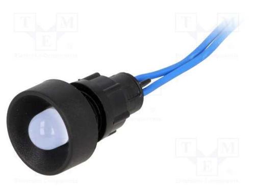 Luz indicadora: LED, côncavo, azul, 230VAC, 13mm,.