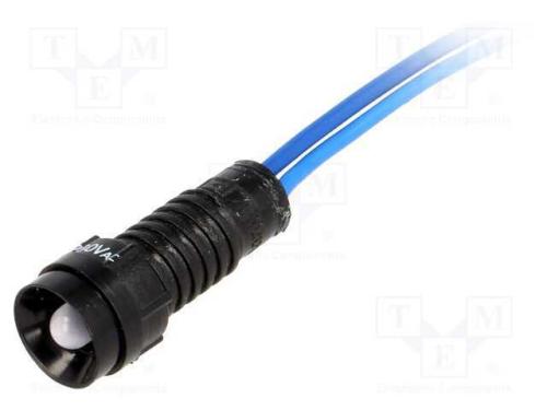 Luz indicadora: LED, côncavo, azul, 230VAC, 11mm,.