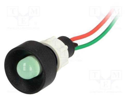 Luz indicadora: LED, côncavo, verde, 24VDC, 24VAC.