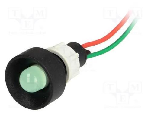 Luz indicadora: LED, côncavo, verde, 24VDC, 24VAC.