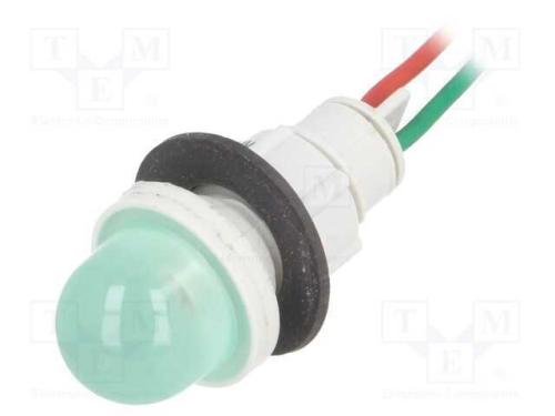 Luz indicadora: LED, convexa, verde, 24VDC, 24VAC.