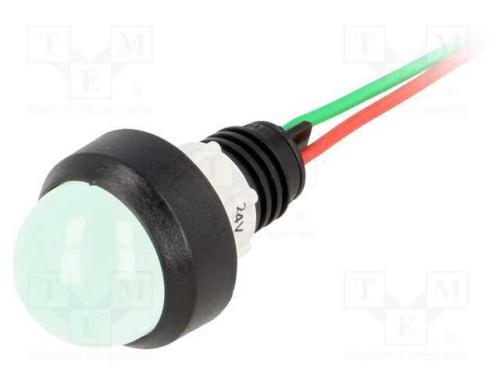 Luz indicadora: LED, convexa, verde, 24VDC, 24VAC.