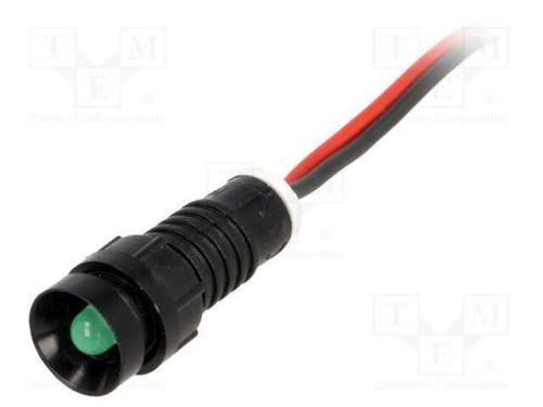 Luz indicadora: LED, côncavo, verde, 220VDC, 11mm.