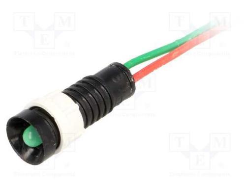 Luz indicadora: LED, côncavo, verde, 24VDC, 24VAC.