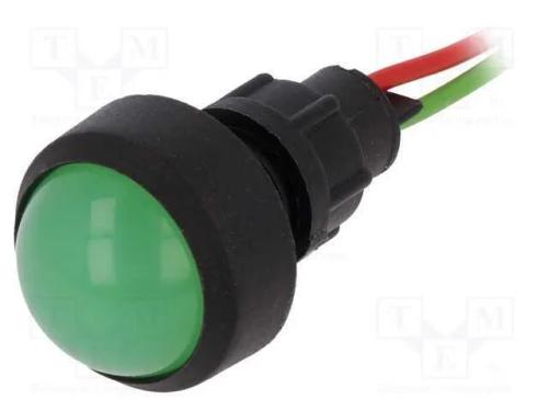 Luz indicadora: LED, convexa, verde, 12÷24VDC, 12.