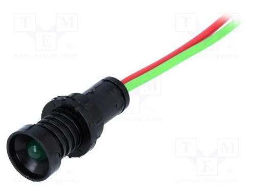 Luz indicadora: LED, côncavo, verde, 12÷24VDC, 12.
