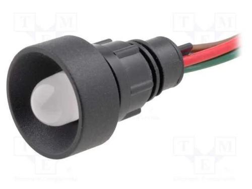 Luz indicadora: LED, côncavo, vermelho/verde, 12÷.