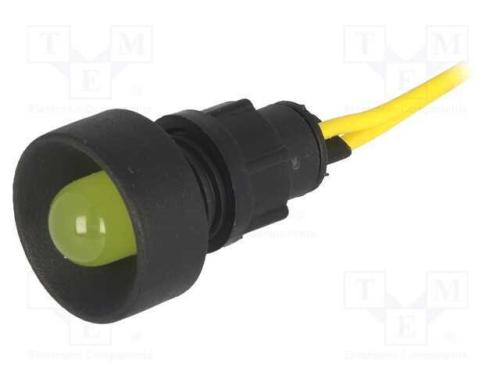 Luz indicadora: LED, côncavo, amarela, 230VAC, 13.