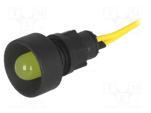 Luz indicadora: LED, côncavo, amarela, 230VAC, 13.