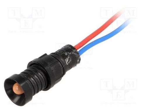 Luz indicadora: LED, côncavo, laranja, 12VDC, 12V.