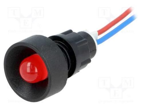 Luz indicadora: LED, côncavo, vermelho, 12VDC, 12.