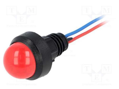 Luz indicadora: LED, convexa, vermelho, 12VDC, 12.