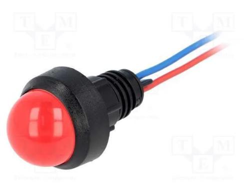 Luz indicadora: LED, convexa, vermelho, 12VDC, 12.
