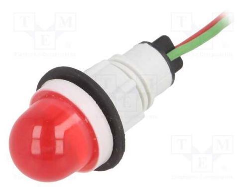 Luz indicadora: LED, convexa, vermelho, 24VDC, 24.