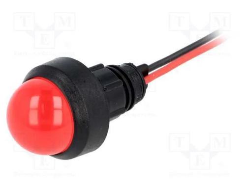 Luz indicadora: LED, convexa, vermelho, 220VDC, 1.