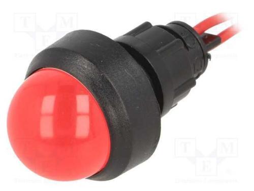 Luz indicadora: LED, convexa, vermelho, 230VDC, 2.