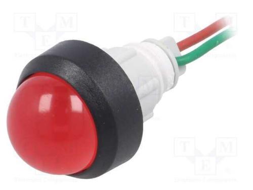Luz indicadora: LED, convexa, vermelho, 24VDC, 24.