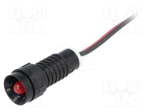 Luz indicadora: LED, côncavo, vermelho, 220VDC, 1.
