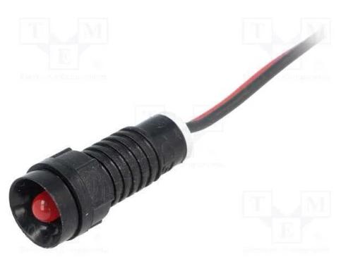Luz indicadora: LED, côncavo, vermelho, 220VDC, 1.