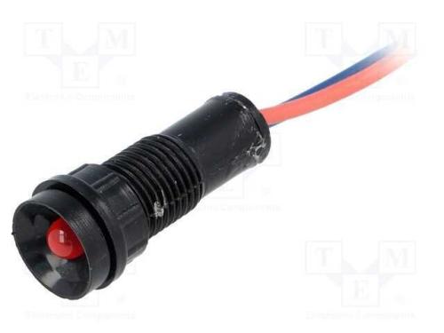 Luz indicadora: LED, côncavo, vermelho, 12VDC, 12.