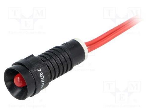 Luz indicadora: LED, côncavo, vermelho, 230VAC, 1.