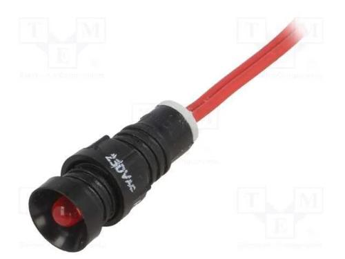 Luz indicadora: LED, côncavo, vermelho, 230VAC, 1.