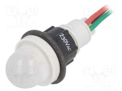 Luz indicadora: LED, convexa, vermelho/verde, 230.