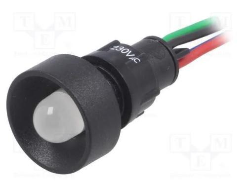 Luz indicadora: LED, côncavo, vermelho/verde/azul.