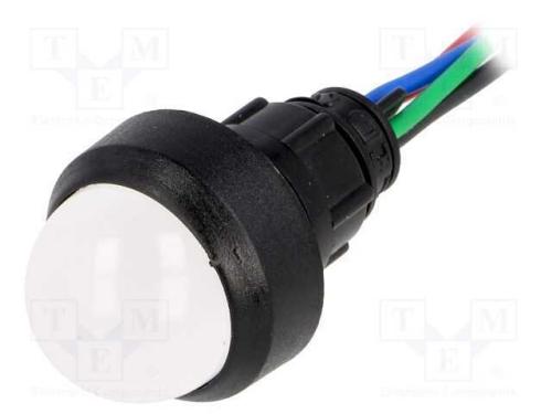 Luz indicadora: LED, convexa, vermelho/verde/azul.