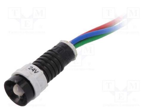Luz indicadora: LED, côncavo, vermelho/verde/azul.