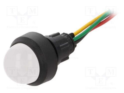 Luz indicadora: LED, convexa, vermelho/verde/amar.