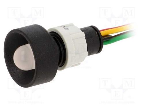 Luz indicadora: LED, côncavo, vermelho/verde/amar.