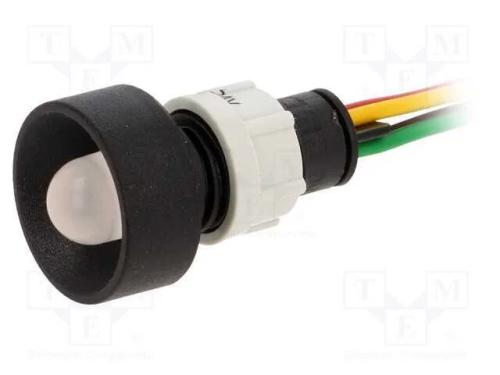 Luz indicadora: LED, côncavo, vermelho/verde/amar.