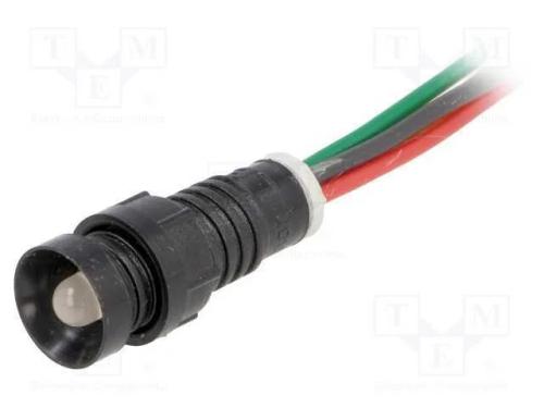 Luz indicadora: LED, côncavo, vermelho/verde/amar.