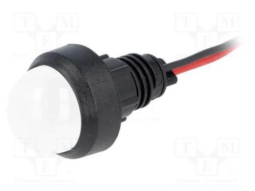 Luz indicadora: LED, convexa, branco, 220VDC, 13m.