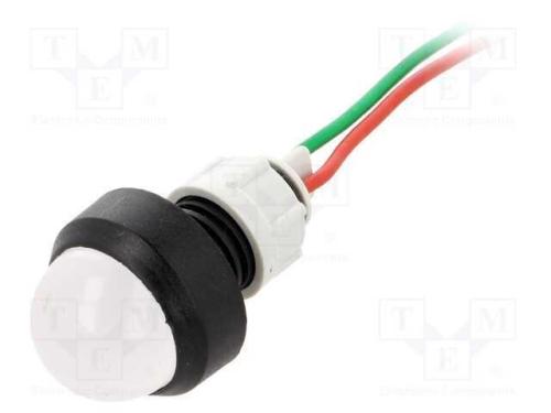 Luz indicadora: LED, convexa, branco, 24VDC, 24VA.