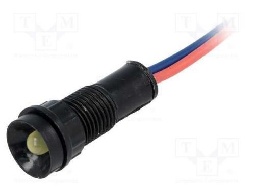 Luz indicadora: LED, côncavo, amarela, 12VDC, 12V.