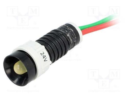 Luz indicadora: LED, côncavo, amarela, 24VDC, 24V.