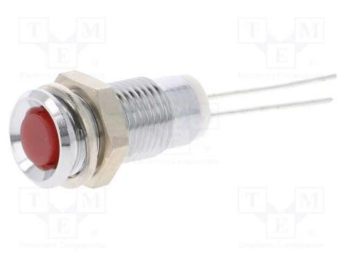 Luz indicadora: LED, convexa, vermelho, 8mm, para.