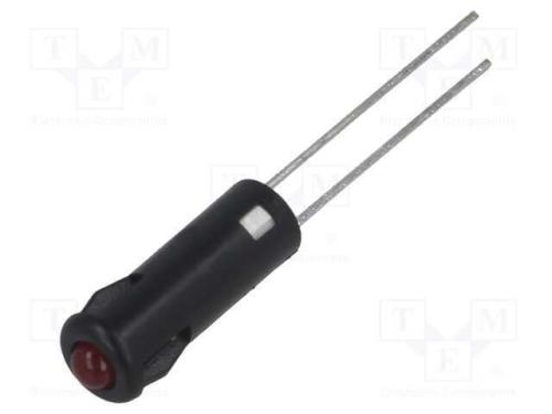 Luz indicadora: LED, convexa, vermelho, 5,2mm, IP.