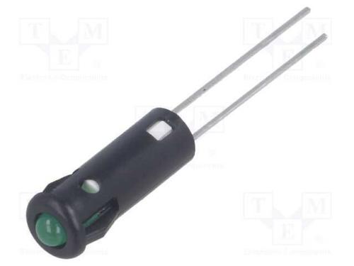 Luz indicadora: LED, convexa, verde, 5,2mm, IP40,.