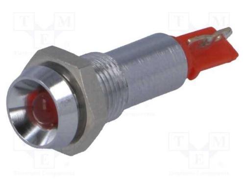 Luz indicadora: LED, côncavo, vermelho, 24÷28VDC,.