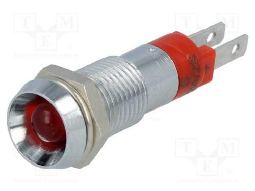 Luz indicadora: LED, côncavo, vermelho, 24÷28VDC,.