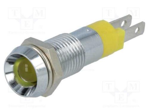 Luz indicadora: LED, côncavo, amarela, 24÷28VDC, .