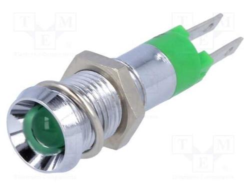 Luz indicadora: LED, côncavo, verde, 24÷28VDC, 8,.